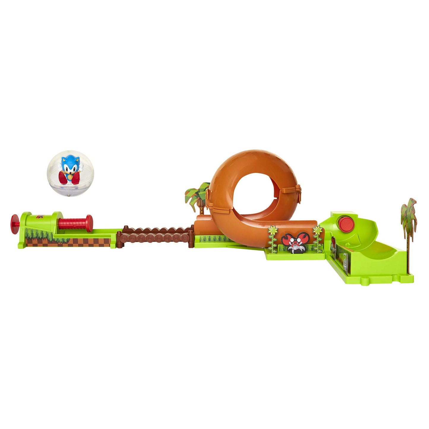 Sonic The Hedgehog Pinball Play Set, 9-Piece Green Hill Zone with Looping Action & Bumper, Multicolor, Plastic, for Ages 3+