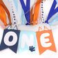 Light Blue Navy Brown Orange 1st Birthday High Chair Banner - First Birthday Party Decoration, Little Puppy Highchair Banner Ins
