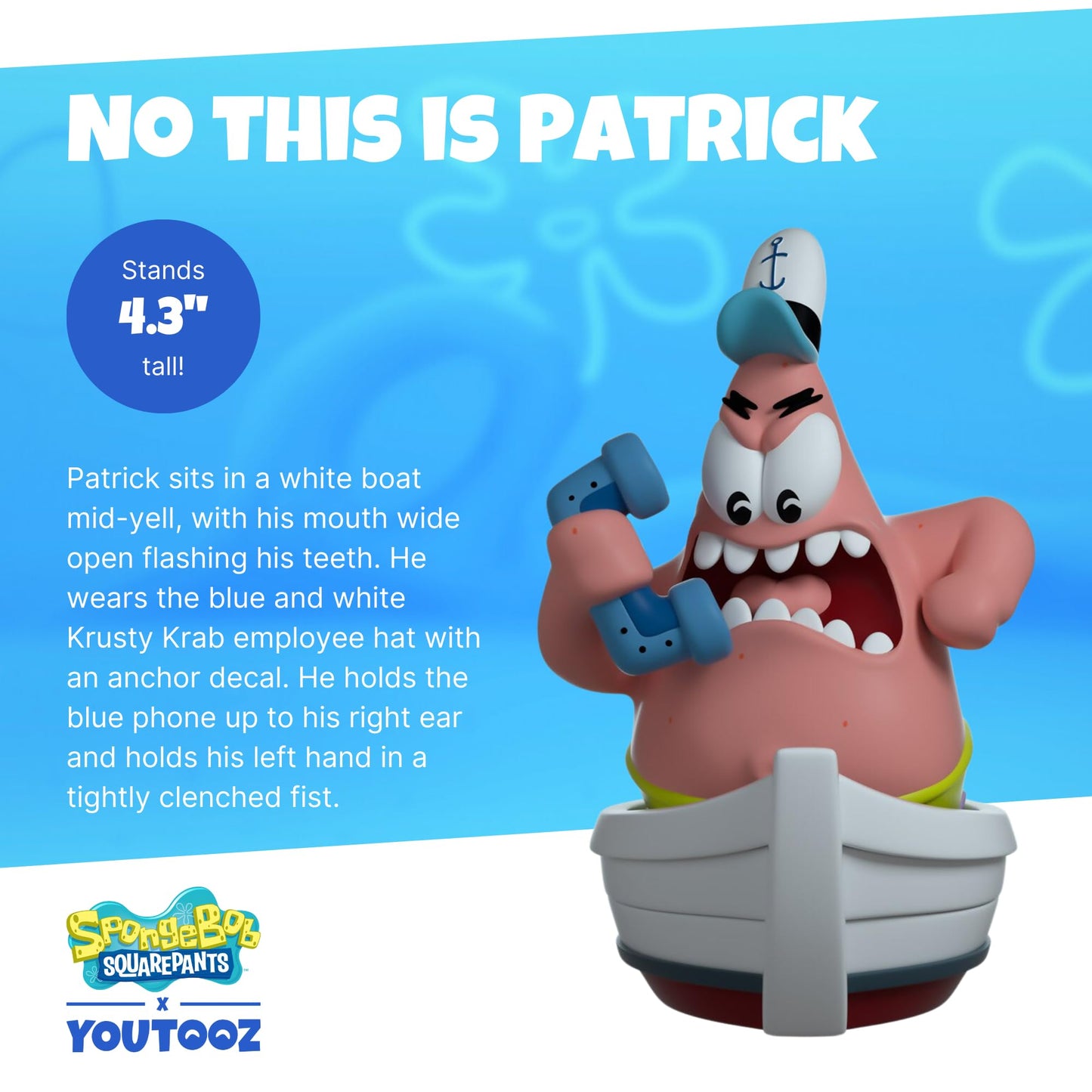 Youtooz No, This Is Patrick 4.3' Vinyl Figure, High Detailed Collectible By Youtooz Spongebob Squarepants Collection