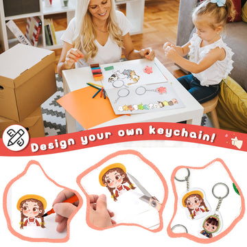 Ofnmy 225Pcs Shrinky Dink Kit,Shrinky Dink Sheets,Shrink Plastic Sheets Kit With 25Pcs Shrinky Dink Paper,100Pcs Keychains And O