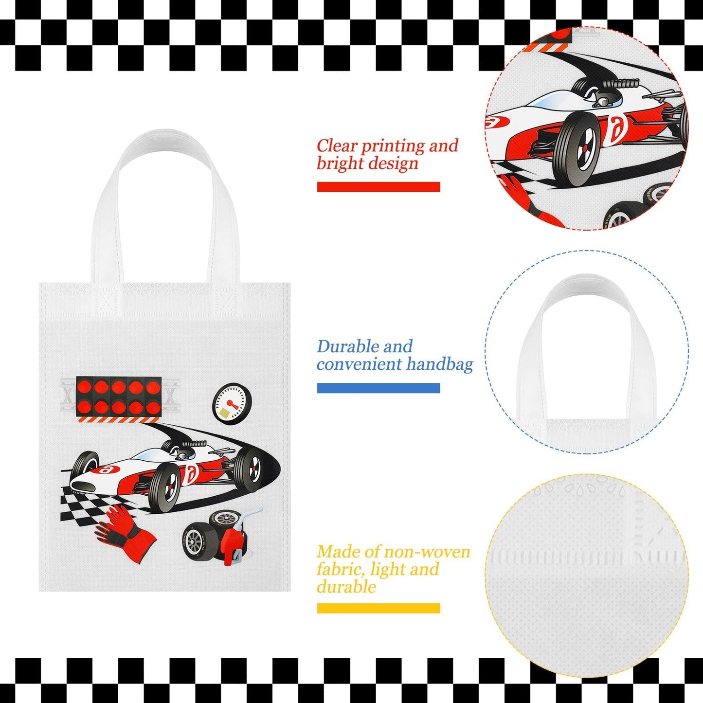 Ferraycle 30 Pcs Race Car Party Gifts Bags Race Car Birthday Party Supplies Race Car Party Favors Racing Candy Treats Bags with
