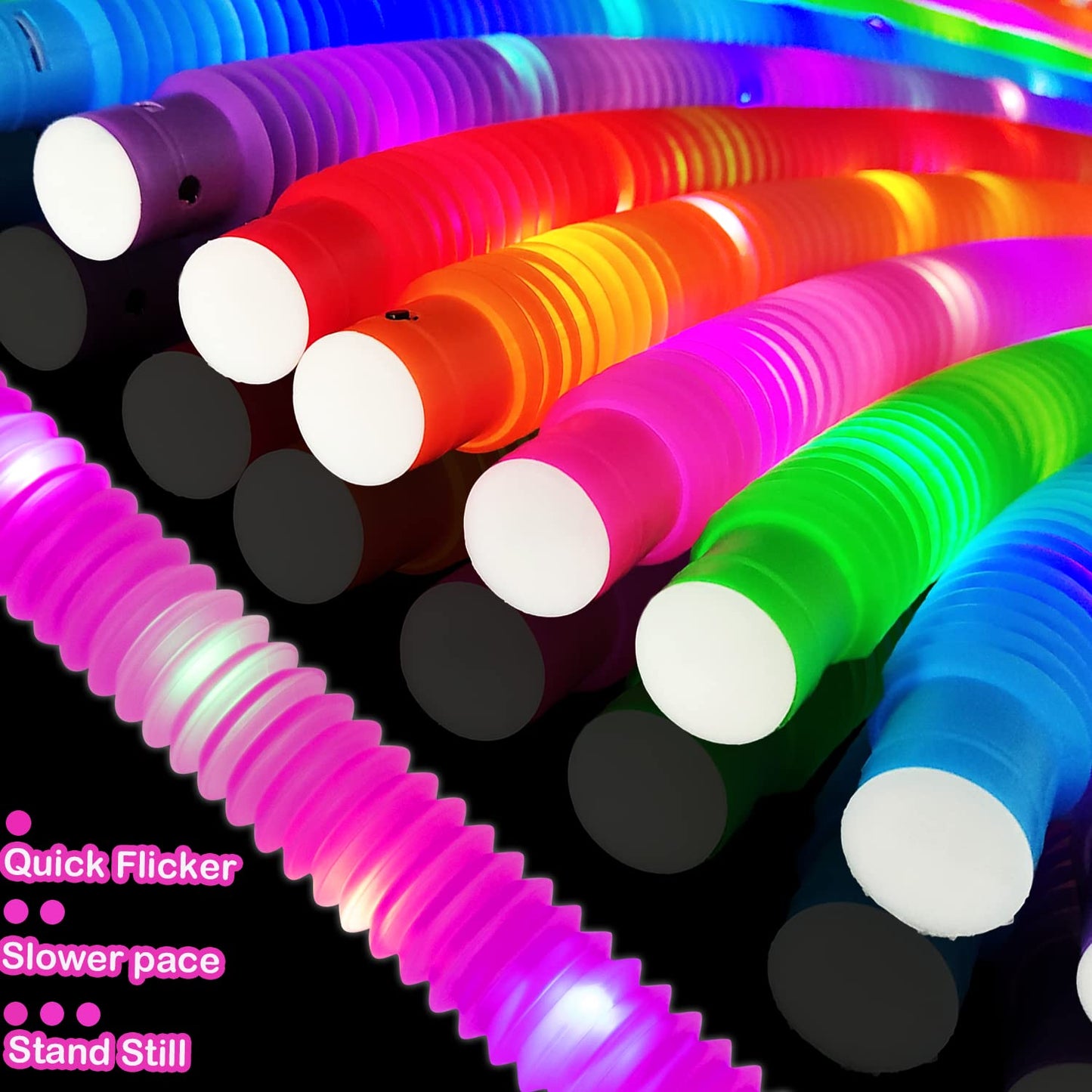 Kannove Glow Sticks Party Favor Supplies For Kids Bulk 48 Pcs, Led Light Up Pop Tubes For Toddlers, Neon Glow In Dark Bracelets