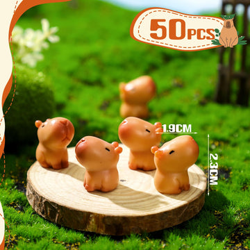 Simgoing 50 Pcs Mini Capybara Resin Figurines Capybara Figure Ornament Miniature Animal Desktop Tabletop Outdoor Craft Decor For Garden Miniature Landscape Accessories (Classic Style)