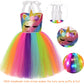 Gigoitly Unicorn Dress For Girls Sequin Unicorn Costume With Led Lights For Halloween Birthday Party Decorations (Rainbow Unicorn, 7-8 Years)