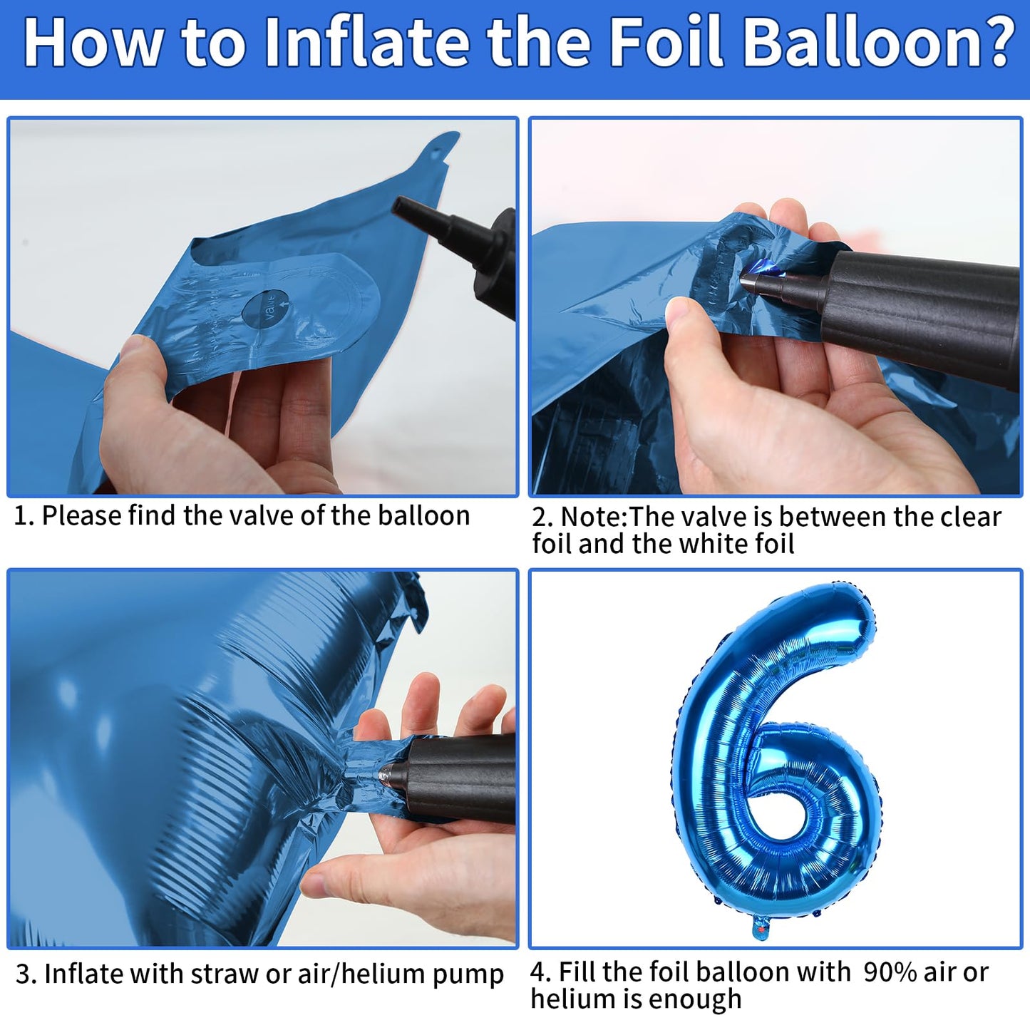 Biapian 40 Inch Blue Number 60 Balloons, 8Pcs Large Foil Number 6 & 0 Balloons With 18'' Blue Silver Heart Shape Balloon For 60T