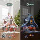 hahaspil Gingerbread House Ornaments Set with LED Light, 1620 Pieces, Small Christmas Village House, Plastic Decorations for Kids & Adults