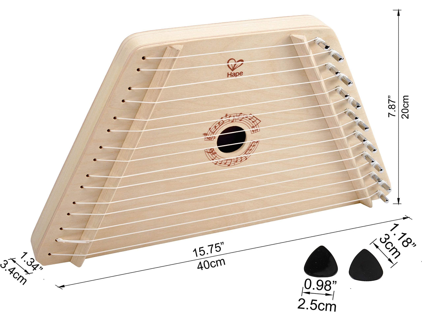Hape Happy Harp Kid'S Musical Instrument | Award Winning Wooden Lap Harp Toy For Kids, Tuning Tips, Tuning Wrench, Picks And Son