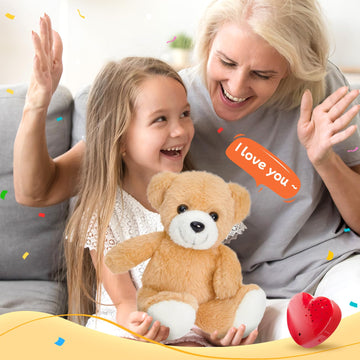 Cozyworld 12' Heartbeat Recordable Teddy Bear,Voice Recorder Plush Toy Stuffed Animal Soft Fuzzy Doll Gifts Messages Recording Playback For Kids Birthday Children'S Day