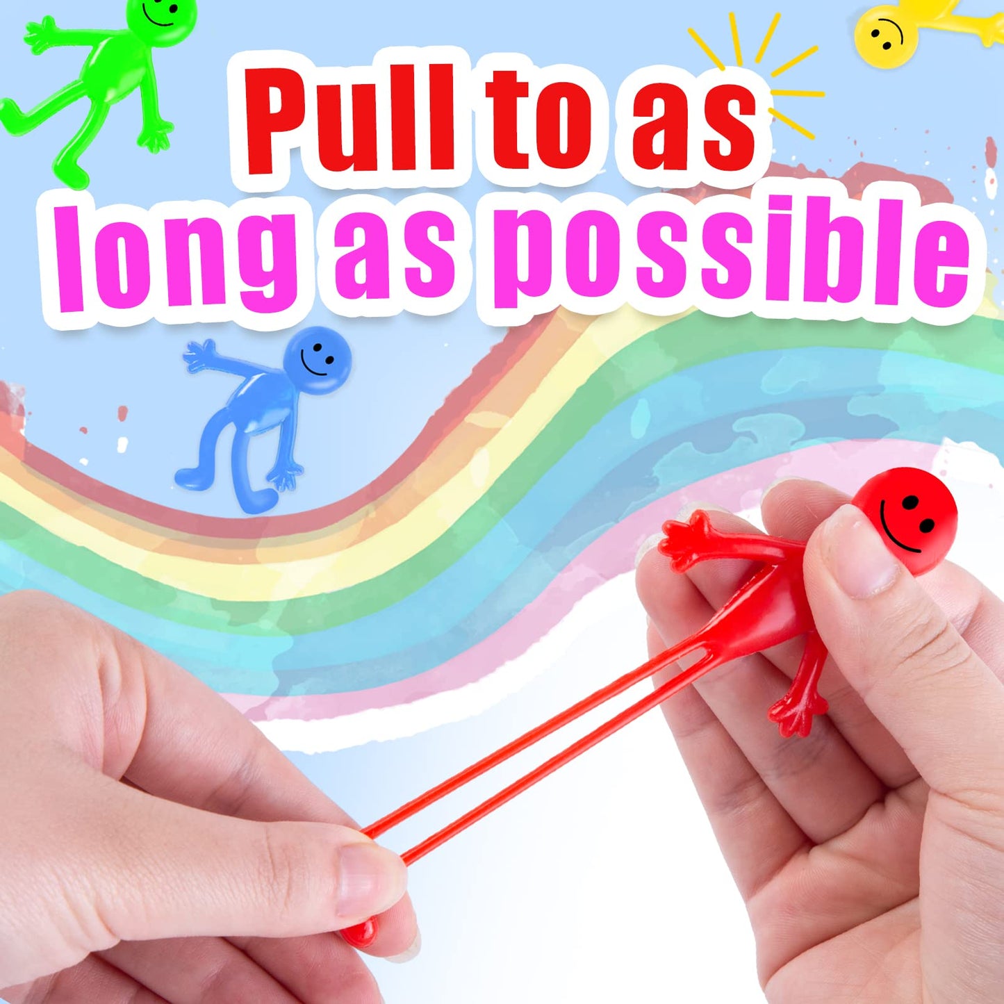 Poplay 60Pcs Smile Face Bendable Man, Stretchy Figures Party Favors Gooey Bendy Fidget Toys For Stress Relief, Easter Egg Fillers, Classroom Exchange Prizes