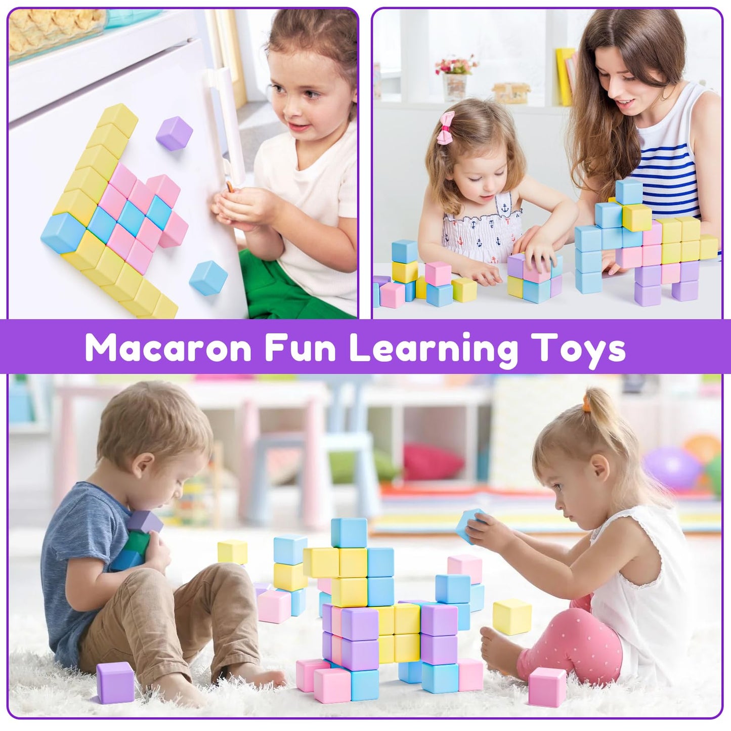 Magnetic Blocks For Toddlers Ages 3-5 Macaron 1.21 Inches Magnetic Building Blocks For Kids Ages 4-8 Gifts Montessori Magnet Cub
