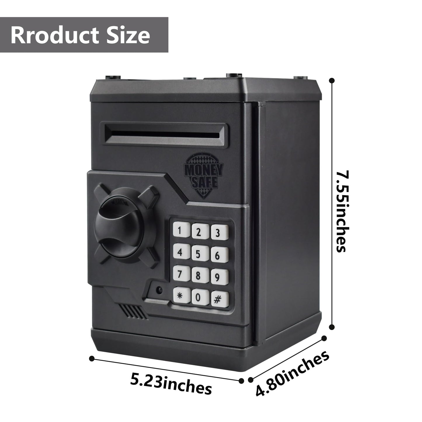 Cargooy Mini Atm Piggy Bank Atm Machine Best Gift For Kids,Electronic Code Piggy Bank Money Counter Safe Box Coin Bank For Boys Girls Password Lock Case (Dark Grey)