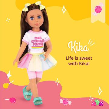 Battat Glitter Girls 14' Doll Kika - Brown Hair, Blue Eyes, Ice Cream Outfit & Accessories - Ages 3+, Pink