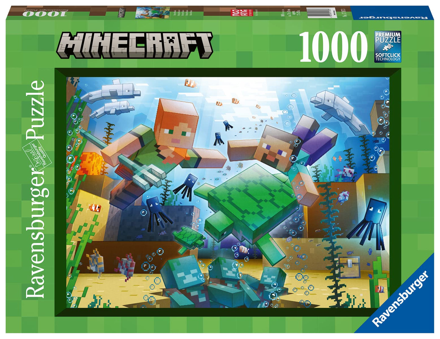 Ravensburger Minecraft Mosaic - 1000 Piece Jigsaw Puzzle for Kids and Adults | Unique Softclick Technology | Vibrant, Glare-Free
