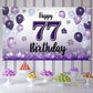 LASKYER Happy 77th Birthday Decorations,77th Purple Balloon Large Birthday Banner Backdrop Sign,77 Years Old Bday Party Supplies