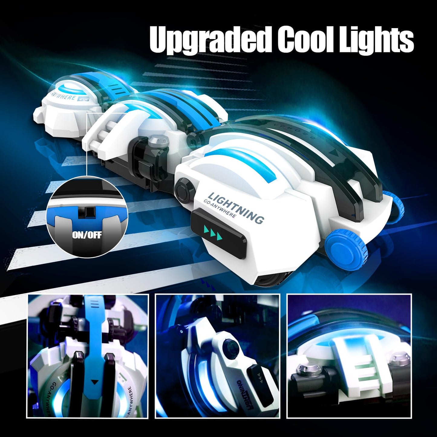 BAZADER RC Cars with LED Lights - Remote Control Car Snake 360 Roll Toys, Birthday for Kids Age 7 8 9 10 11+ Year Old, 2 Batteri