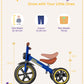 KRIDDO Kids 12 Inch Tricycle With Puncture Free Wheels, Front Light, Adjustable Seat - Gift for 2-5 Year Olds, Blue