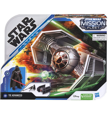 STAR WARS Mission Fleet Darth Vader TIE Advanced Vehicle & Figure, Black, Model E9598, For Ages 4 and Up