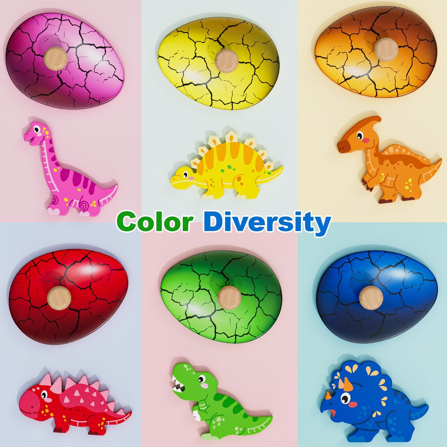 Qodoflr Wooden Puzzles For Toddlers 18+ Months, Dinosaur Egg Shape Puzzle For Boy Girl, Montessori Shapes Sorter Board Puzzle Fo