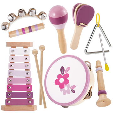 BUYGER Musical Instruments Set  Wooden Montessori Baby Percussion Instruments Toys for Toddler 1 2 3+ Yeas Olds Preschool Educational Birthday Gift for 3 4 5+ Year Old Kids Boys Girls