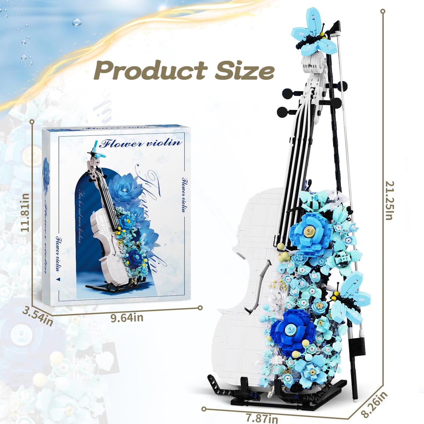 goqi Violin Toy Building Set  1419+ Pieces Musical Instrument Building Block Set Compatible with Lego  Violin Model Toy Gift for mature-themed & Music Lovers