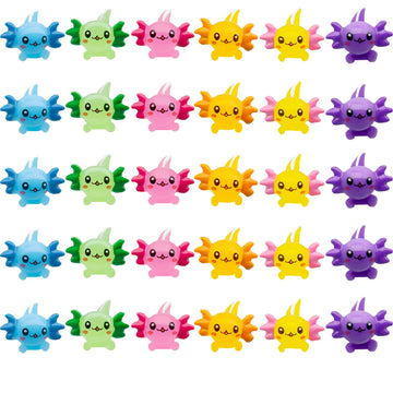 X Hot Popcorn 30PCS Mini Axolotl Colorful Mini Resin Axolotl Figurines Miniature Animal Figurines Ornament Charms Cute Cake Topper for DIY Supplies Garden Decoration