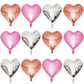 Rose Gold Heart Shaped Balloons Pack Of 12,18 Inch Silver Love Valentine Balloons Pink Heart Romantic Balloons For Valentines Da