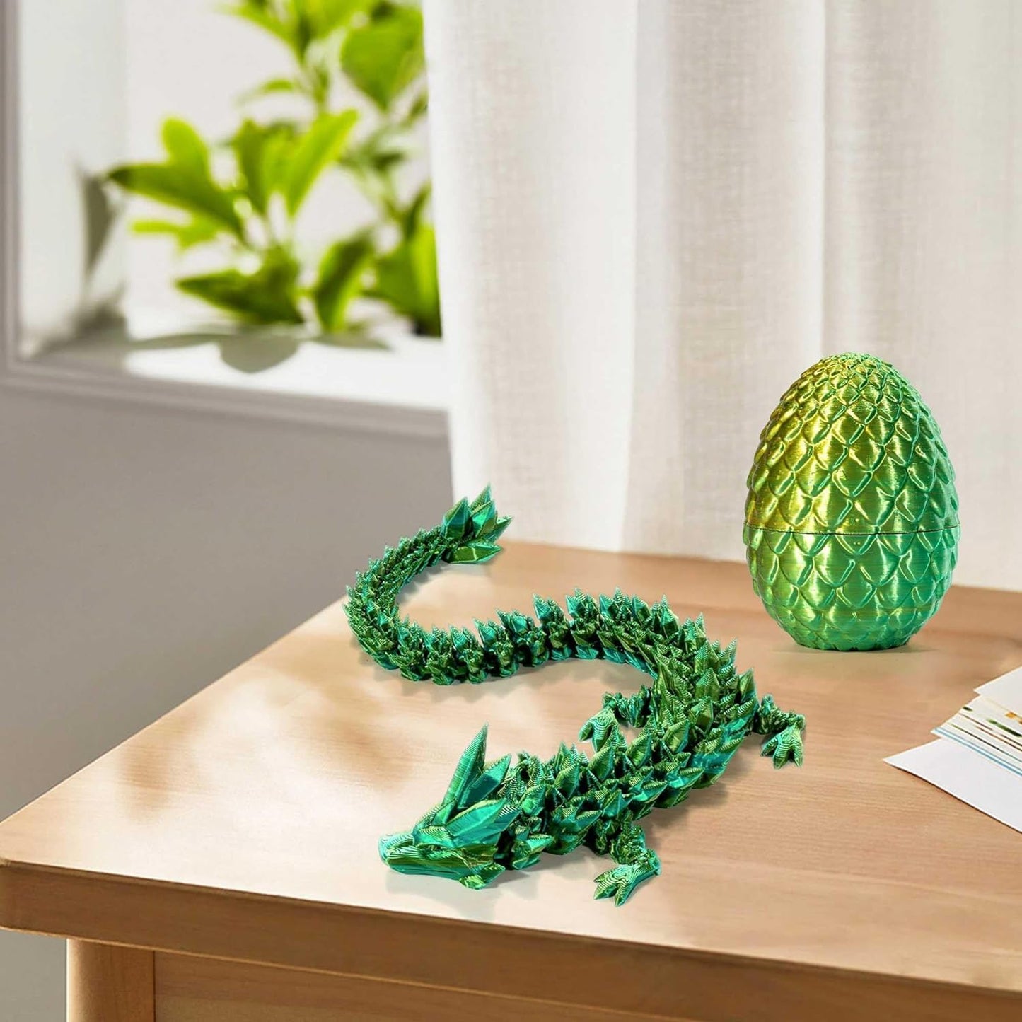 3D Printed Dragon Eggs with Dragon Inside - Fun Fidget Figurine Toys  Easter Basket Stuffers Surprise Mystery Crystal Printing Dragon Egg mature-themed Home Office Desk Decor Toy Gifts (Laser Yellow&Green)