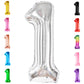 Katchon, Silver 1 Balloon For First Birthday - Giant, 40 Inch | One Balloon For First Birthday, Winter Onederland 1St Birthday Girl | 1 Balloons For 1St Birthday Silver, 1St Birthday Decorations Girls