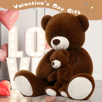 Morismos Giant Teddy Bear Stuffed Animals, Big Mommy And Baby Bear Large Teddy Bears Baby Shower For Girlfriend On Valentine Christmas 39 Inch