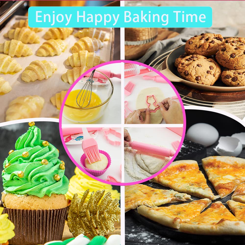 kkmon Kids Cooking and Baking Set - 34 Pcs Kids Chef Role Play Costume Set with Apron, Chef Hat, Mitt, Pastry Injector, Cookie C