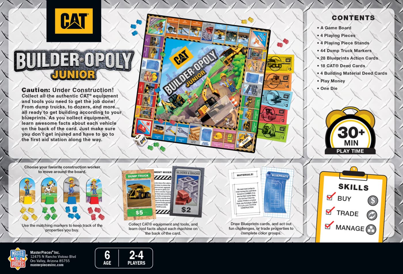 MasterPieces Caterpillar Builder Opoly Jr. Board Game - Assorted Color, Plastic, Family Fun, Model 41900