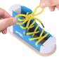 Learn To Tie Shoes - Wooden Lacing Shoe Tying Practice For Kids,Safe & Reusable Wood Shoelaces Tying Toy Educational Toy/Blue
