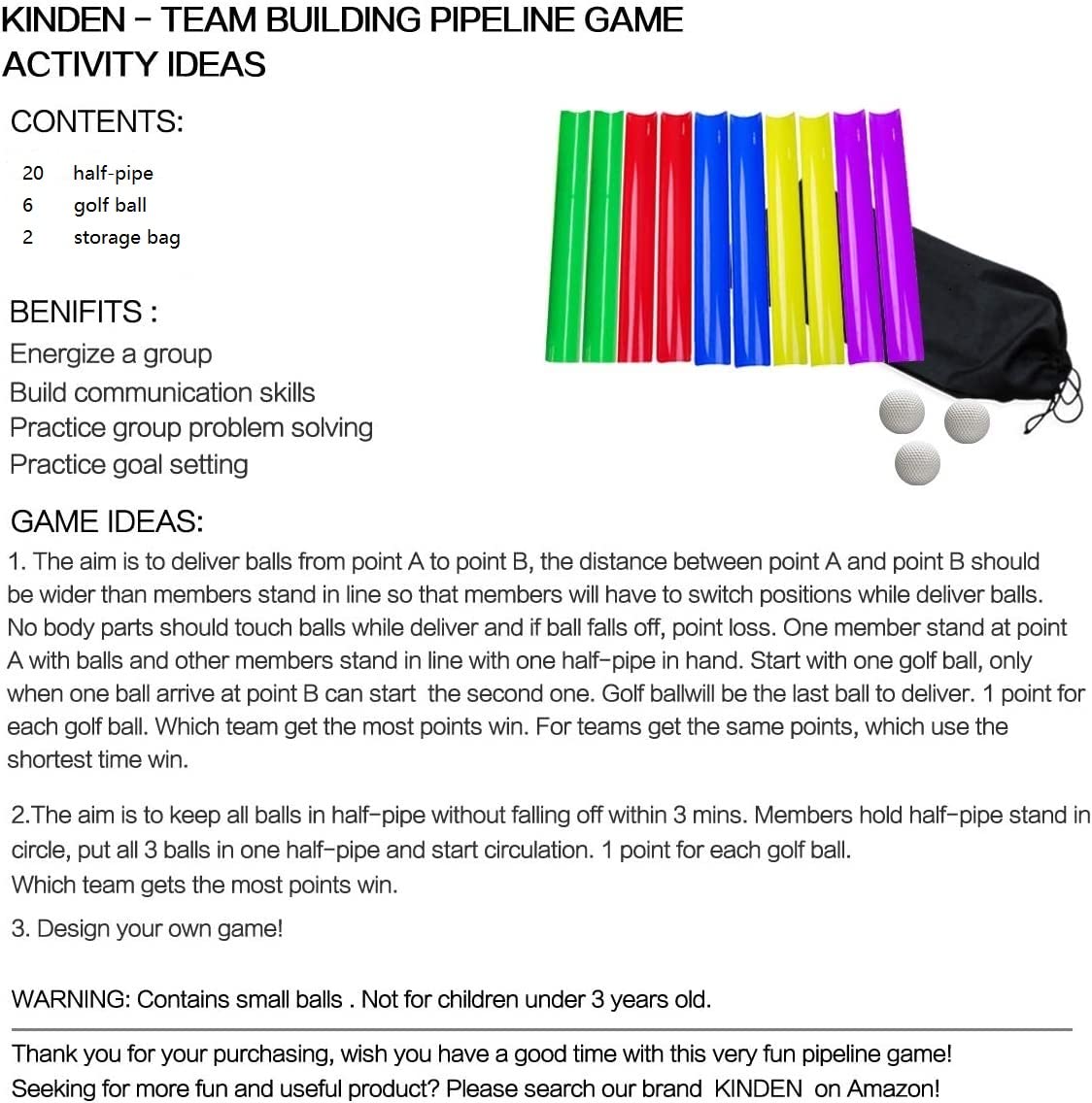 Kinden Team Building Activities Pipeline Kit Group Games, Ice Breaker, Outdoor Youth Sports, Set Of 2