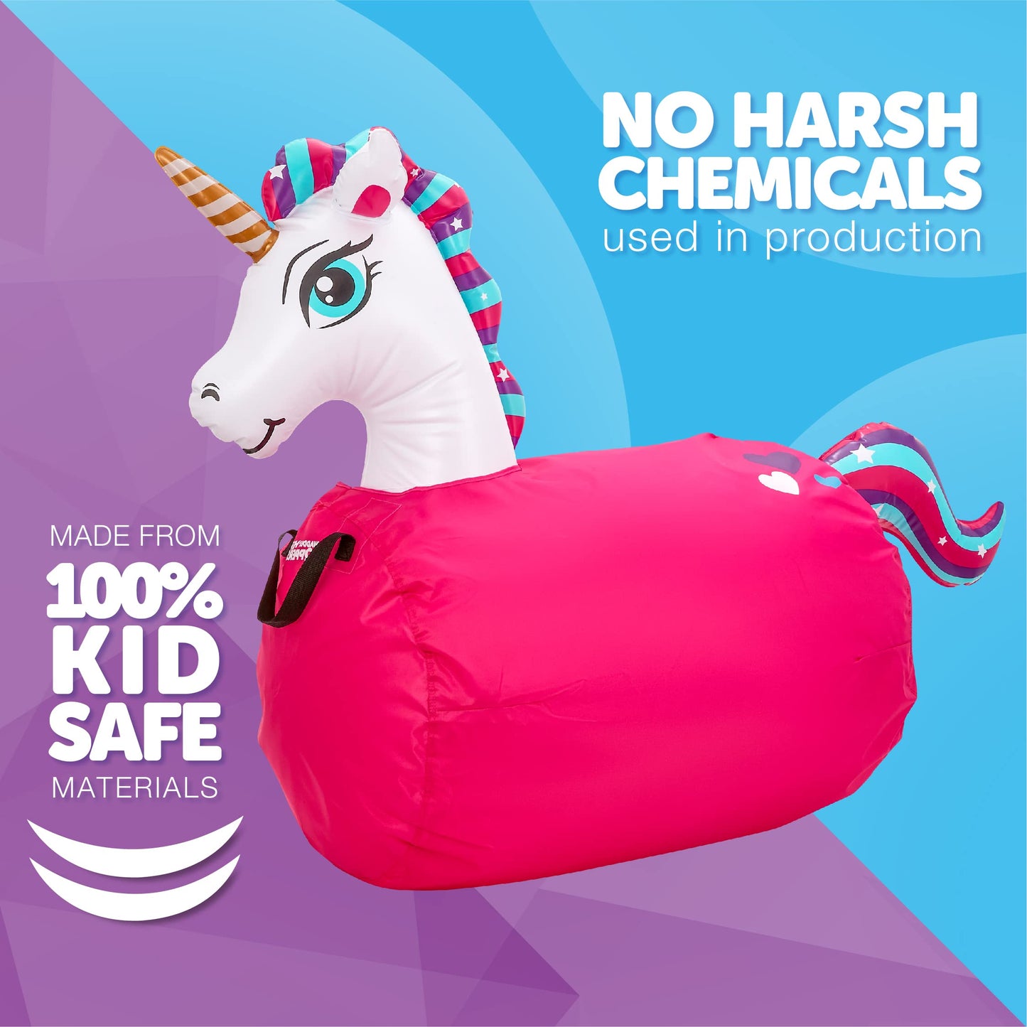 Waddle Hip Hoppers Large Bouncy Hopper Inflatable Hopping Animal Bouncer, Supports Up To 250 Pounds, Ages 5 And Up (Pink Unicorn)