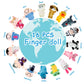 Sealive 16-Pcs Finger Puppets For Toddlers Story Time - Soft Velvet 10 Animals & 6 Family Members - Perfect For Role Playing, Classroom Learning, Party Favors, Travel, Therapy, Imagination Building