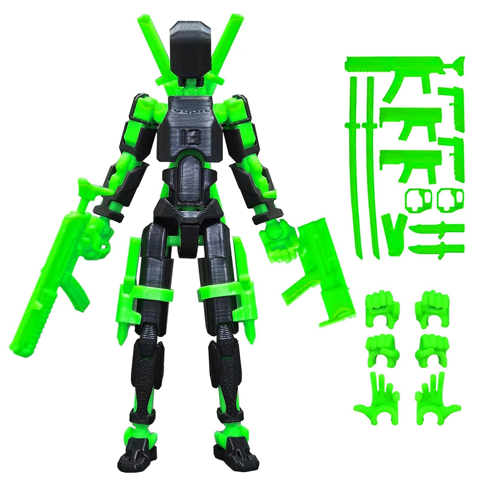 altuco T13 Action Figure with Lots of Accessories,3D Printed Multi-Jointed Titan13 Figure,Black Dummy 13 Desktop Decorative Toy