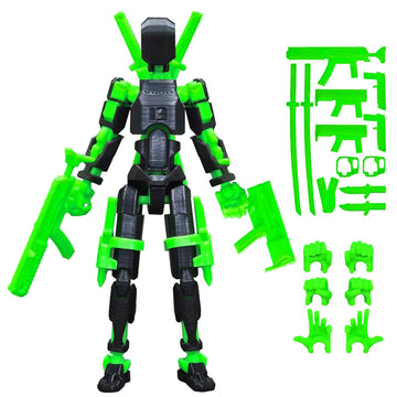 altuco T13 Action Figure with Lots of Accessories,3D Printed Multi-Jointed Titan13 Figure,Black Dummy 13 Desktop Decorative Toy