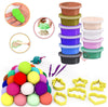 Firstly Air Dry Clay, 12 Colours Modelling Clay For Kids, Safe And NoToxic Modeling Clay & Dough 2 Tools+ 6 Pcs Small Moulds, S