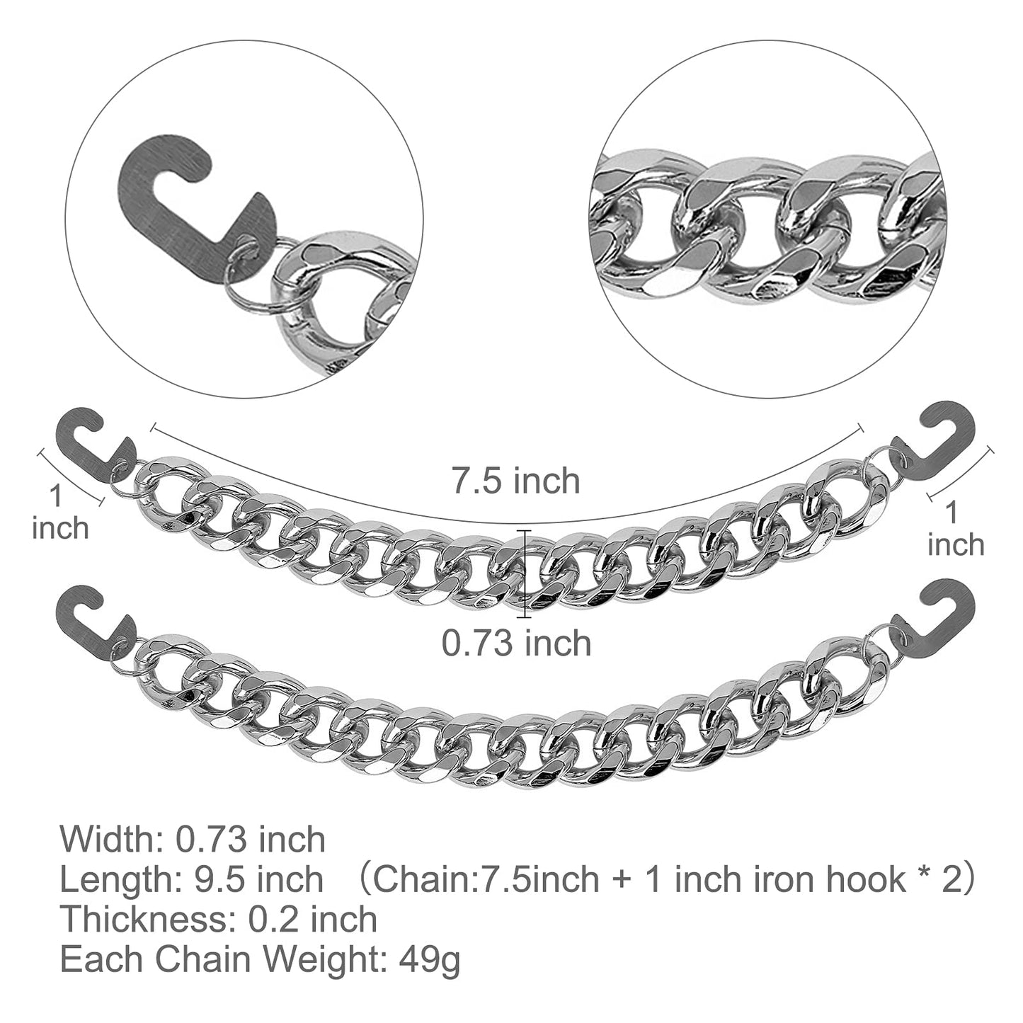 Silver Bling Metal Chain Decoration Charms For Teen Men Women Adults Shoes Accessories