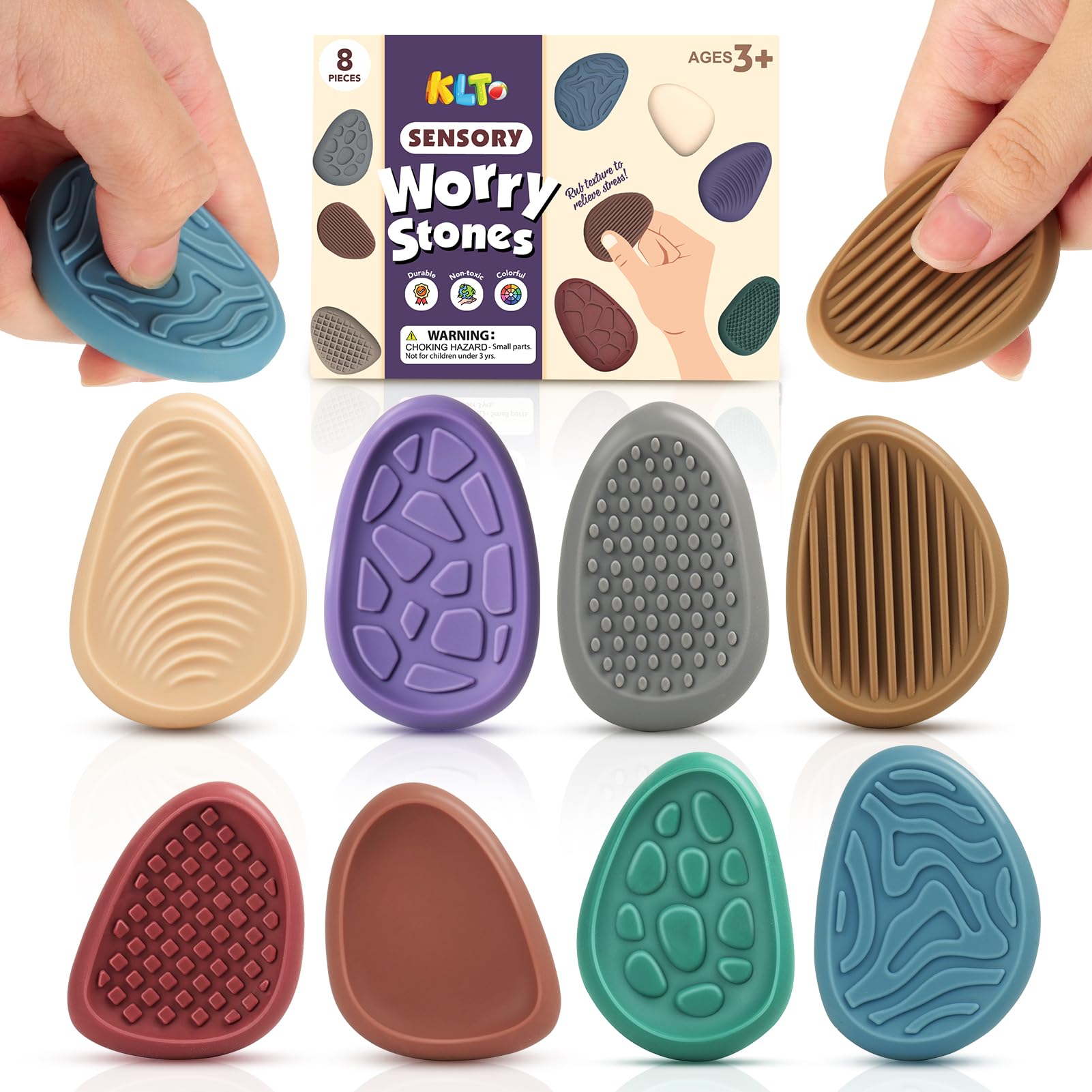 Fidget Toys Adults Sensory Stone: 8 Pack Texture Worry Stone For Kids Calming - Sensory Autism Toys For Anxiety Relief - Quiet Small Fidgets For Classroom Prizes