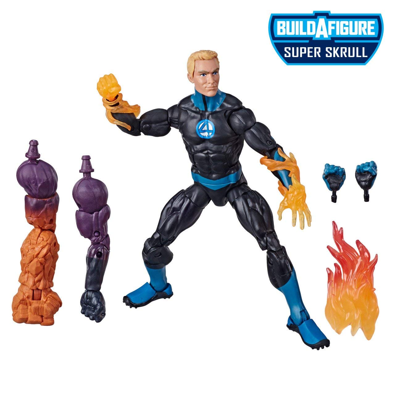 Marvel Legends Series Fantastic Four 6' Collectible Action Figure Human Torch Toy, Premium Design, 4 Accessories, 3 Build-A-Figure Parts