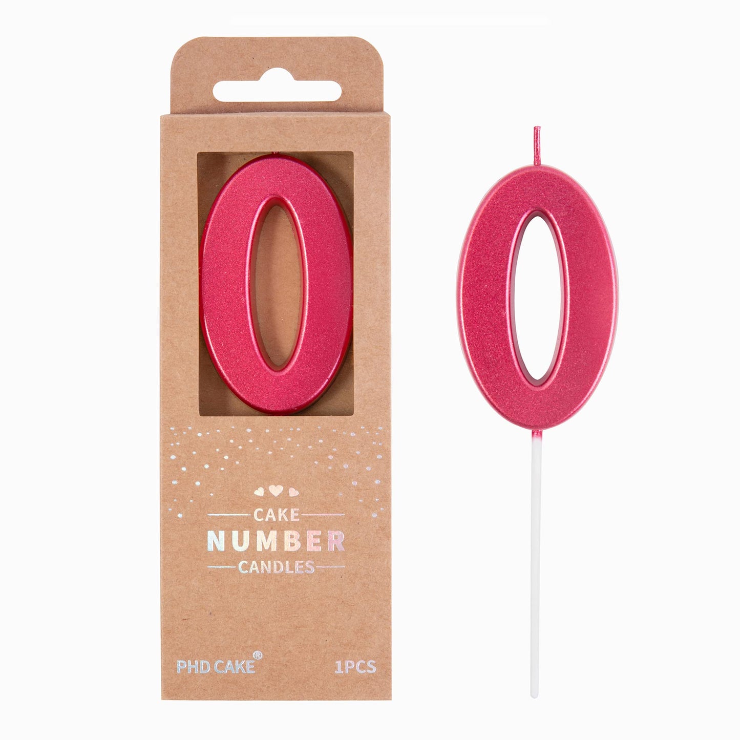 PHD CAKE 2.76 Inch Modern Red 0 Number Birthday Candles, Red Number Candles, Cake Number Candles, Party Celebration
