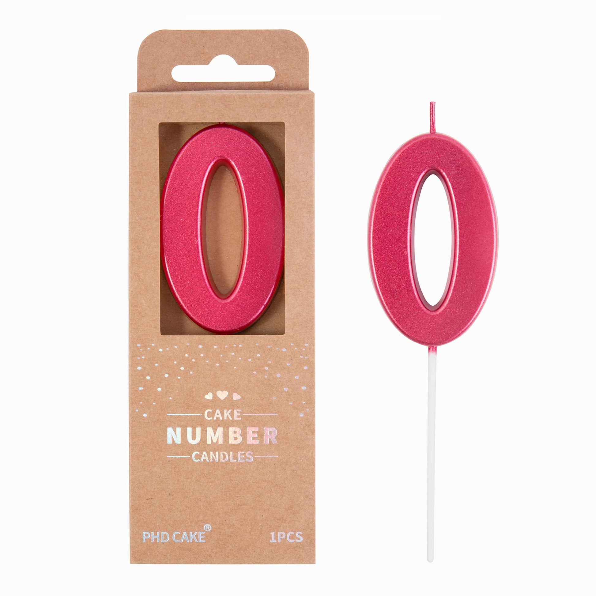 PHD CAKE 2.76 Inch Modern Red 0 Number Birthday Candles, Red Number Candles, Cake Number Candles, Party Celebration