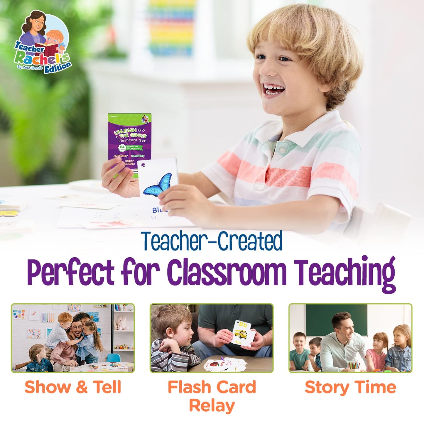 Teacher Rachel'S Flashcard Set - First Words, Alphabet, Colors, Shapes, And Numbers - Pre K-K Educational Pocket Flashcards For