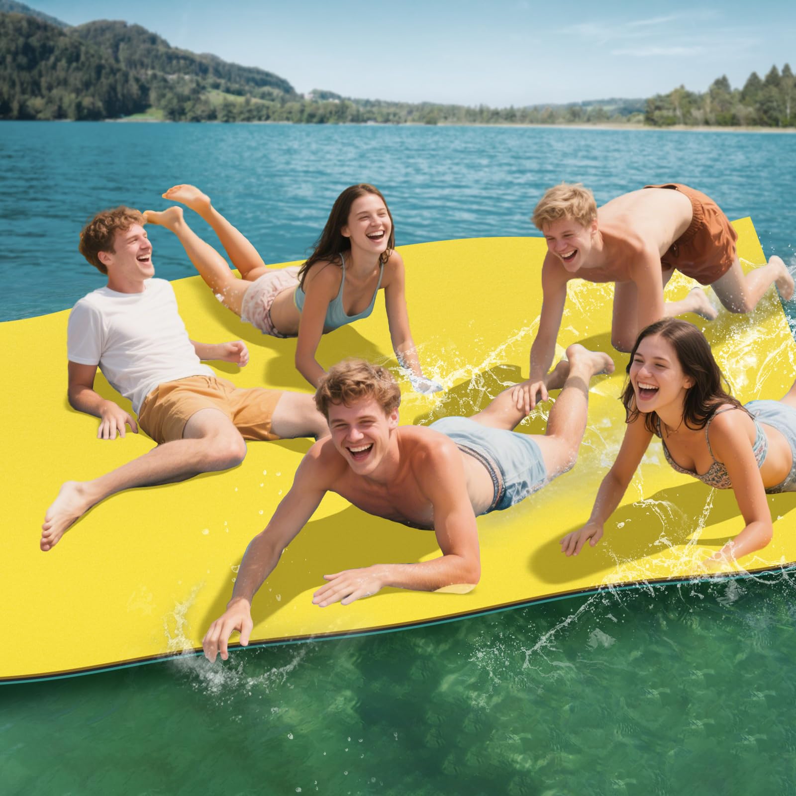 18x6FT Lily Pad Floating Mat, Floating Water Mat for Lake, 3 Layers Tear-Resistant XPE Foam Portable Lily Pad Float for Adults a