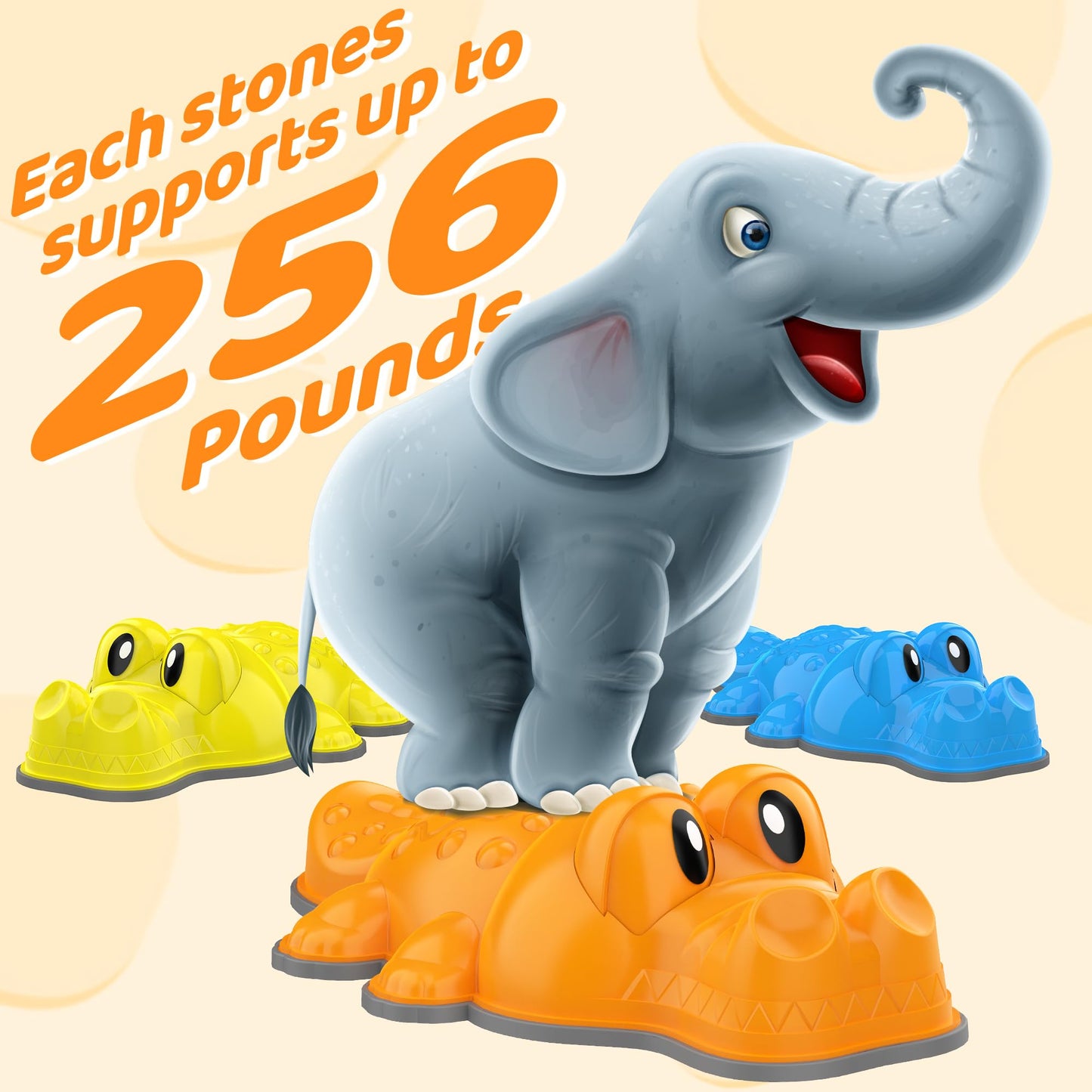 Flybakiz Stepping Stones For Kids,5 Pcs Non-Slip Jumping Balance Rocks Toys For Toddlers Outdoor Indoor Play Gift,Sensory Obstac