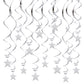 BEISHIDA Silver Star Hanging Swirl Decorations,Hanging Silver Party Supplies for Graduation Wedding Baby Shower Decorations, Pac