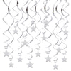 BEISHIDA Silver Star Hanging Swirl Decorations,Hanging Silver Party Supplies for Graduation Wedding Baby Shower Decorations, Pac