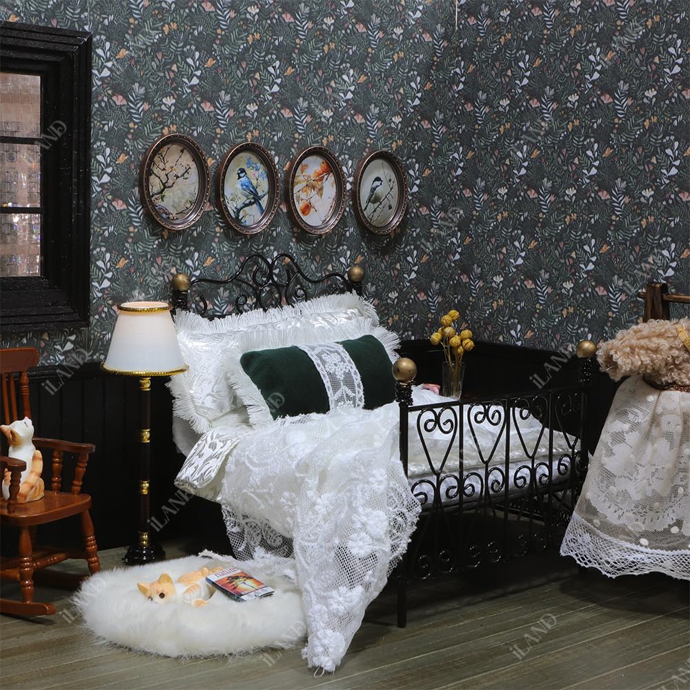 Iland Originality Dollhouse Wallpaper 39 * 15.7 Inch, Dollhouse Accessories On 1:12 Scale Or 1:6 Scale (Flower Path)