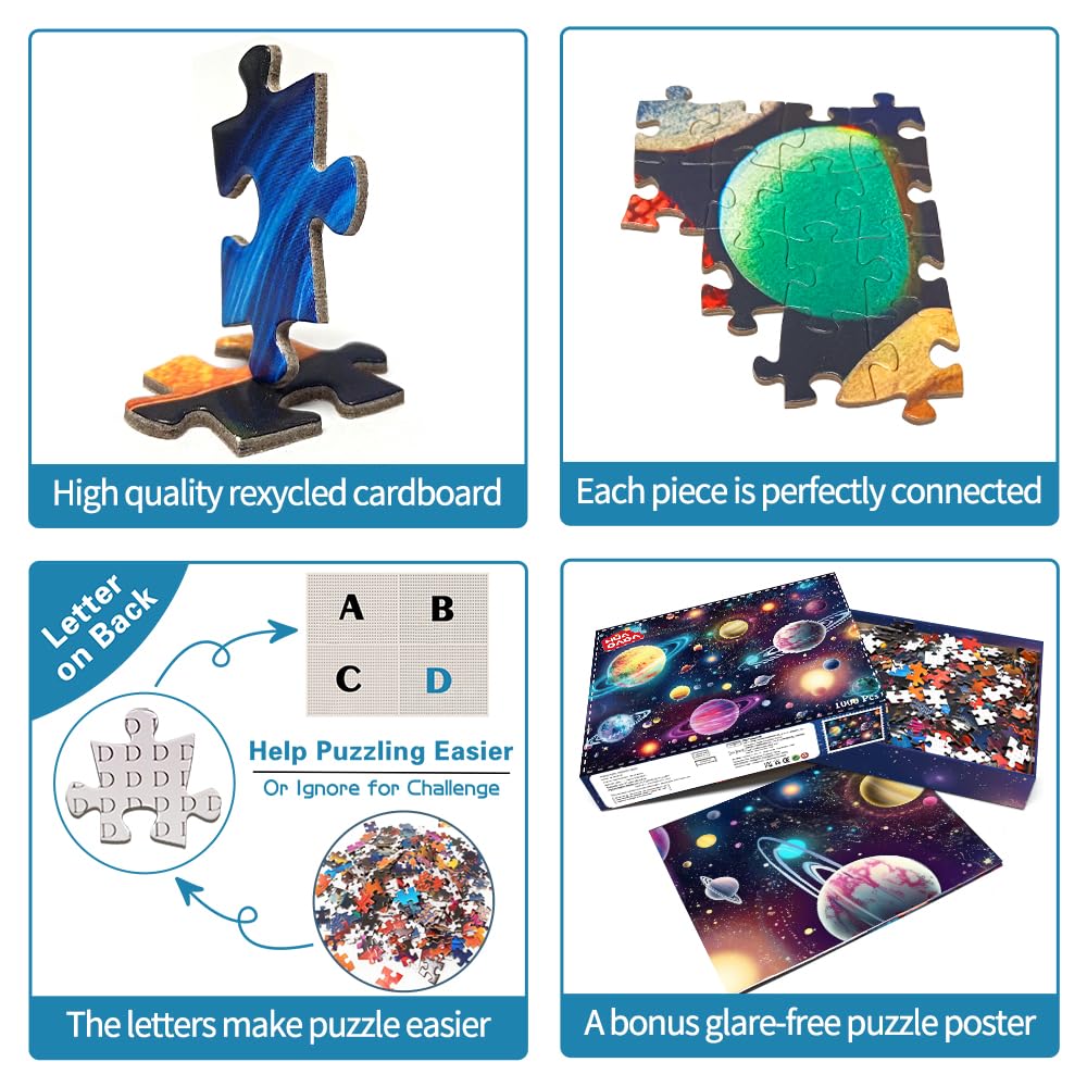 Huadada Jigsaw Puzzles For Adults 1000 Piece Jigsaw Puzzles For Adults Challenging Game With Letters On Back (Mysterious Universe)
